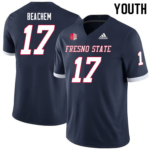 Youth #17 Kamron Beachem Fresno State Bulldogs College Football Jerseys Sale-Navy